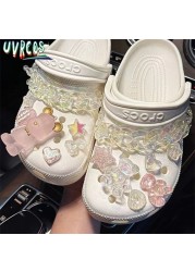 1 Set JIBZ Crocs Charms Designer Luxury Croc Charms for Girls Flower Shoes Rhinestone Accessories Anime Crocs Decoration New