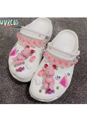 1 Set JIBZ Crocs Charms Designer Luxury Croc Charms for Girls Flower Shoes Rhinestone Accessories Anime Crocs Decoration New