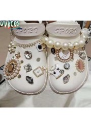 1 Set JIBZ Crocs Charms Designer Luxury Croc Charms for Girls Flower Shoes Rhinestone Accessories Anime Crocs Decoration New