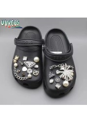 1 Set JIBZ Crocs Charms Designer Luxury Croc Charms for Girls Flower Shoes Rhinestone Accessories Anime Crocs Decoration New
