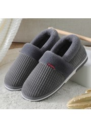 Home Shoes for Men Winter Warm Furry Short Plush Mens Slippers Non-slip Bedroom Shoes Couple Soft Indoor Shoes Male Plus Size 47