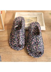 Small floral slippers pastoral fabric soft-soled household cotton slippers warm breathable non-slip light beautiful cotton slippers