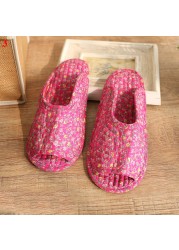 Small floral slippers pastoral fabric soft-soled household cotton slippers warm breathable non-slip light beautiful cotton slippers