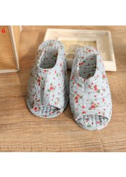 Small floral slippers pastoral fabric soft-soled household cotton slippers warm breathable non-slip light beautiful cotton slippers