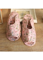 Small floral slippers pastoral fabric soft-soled household cotton slippers warm breathable non-slip light beautiful cotton slippers