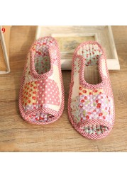 Small floral slippers pastoral fabric soft-soled household cotton slippers warm breathable non-slip light beautiful cotton slippers