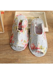 Small floral slippers pastoral fabric soft-soled household cotton slippers warm breathable non-slip light beautiful cotton slippers