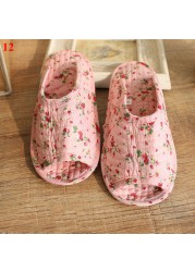 Small floral slippers pastoral fabric soft-soled household cotton slippers warm breathable non-slip light beautiful cotton slippers