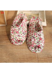 Small floral slippers pastoral fabric soft-soled household cotton slippers warm breathable non-slip light beautiful cotton slippers