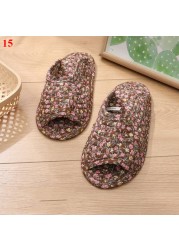 Small floral slippers pastoral fabric soft-soled household cotton slippers warm breathable non-slip light beautiful cotton slippers