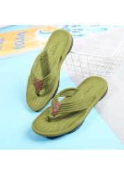 Summer Men Flip Flops Massage Insoles Skid Protective Good Quality Double Sole Soft Comfortable Shoes Large Size Male Shoes Hot Sale