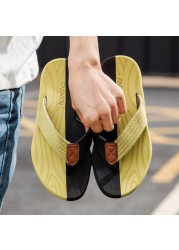 Summer Men Flip Flops Massage Insoles Skid Protective Good Quality Double Sole Soft Comfortable Shoes Large Size Male Shoes Hot Sale