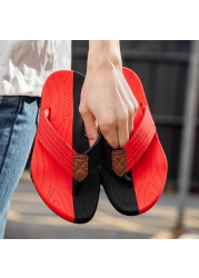 Summer Men Flip Flops Massage Insoles Skid Protective Good Quality Double Sole Soft Comfortable Shoes Large Size Male Shoes Hot Sale