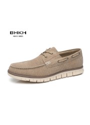 BHKH 2022 Autumn Canvas Loafers Shoes Fashion Men Casual Shoes Comfortable Smart Casual Shoes Office Work Footwear Men Shoes