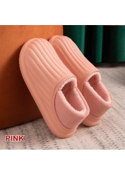 Hot Waterproof Non-slip Home Slippers Men Winter Warm Women Indoor Non-slip Ladies Soft Slippers Memory Foam Couples Shoes