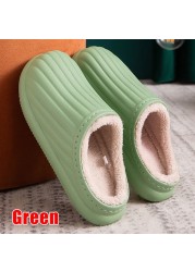 Hot Waterproof Non-slip Home Slippers Men Winter Warm Women Indoor Non-slip Ladies Soft Slippers Memory Foam Couples Shoes