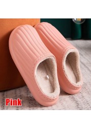 Hot Waterproof Non-slip Home Slippers Men Winter Warm Women Indoor Non-slip Ladies Soft Slippers Memory Foam Couples Shoes