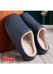 Hot Waterproof Non-slip Home Slippers Men Winter Warm Women Indoor Non-slip Ladies Soft Slippers Memory Foam Couples Shoes