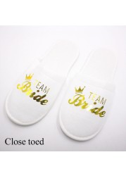 Guest Slipper Hotels Wedding Party Maid of Honor Bridesmaid Slippers Hotel Travel Spa Shoes New Gold Glitter Letter Flip Flop