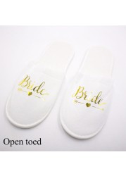 Guest Slipper Hotels Wedding Party Maid of Honor Bridesmaid Slippers Hotel Travel Spa Shoes New Gold Glitter Letter Flip Flop