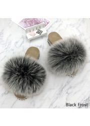 Fur Slides Summer Rivets Platform Sandals Ladies Sandals Outdoor Real Fur Ladies Heels Shoes 2021 New Fluffy Slippers Flip Flops