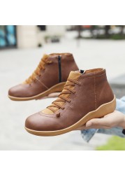 Unisex Ankle Boots Women's Solid Boots Fashion Boots High Cut Women Spring Boots Motorcycle Leather Boots Thigh High Flat Shoes