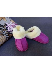 Australian natural sheep fur in one male and female thick warm home anti-slip anti-odor unisex winter sandals real fur