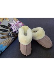 Australian natural sheep fur in one male and female thick warm home anti-slip anti-odor unisex winter sandals real fur