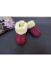 Australian natural sheep fur in one male and female thick warm home anti-slip anti-odor unisex winter sandals real fur