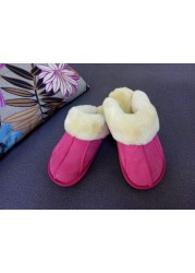 Australian natural sheep fur in one male and female thick warm home anti-slip anti-odor unisex winter sandals real fur