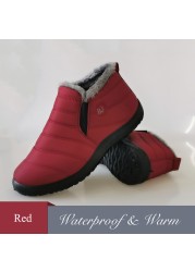 Snow Boots Women Shoes Warm Plush Fur Ankle Boots Winter Female Slip On Waterproof Flat Casual Shoes Ultralight Boots