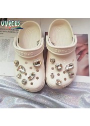 1 مجموعة اليدوية croبها بنفسك Crocs Charms بلينغ JIBZ إبزيم حجر الراين اكسسوارات سلسلة معدنية تسد حديقة حذاء الديكور الفتيات 지지