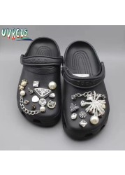 1 مجموعة اليدوية croبها بنفسك Crocs Charms بلينغ JIBZ إبزيم حجر الراين اكسسوارات سلسلة معدنية تسد حديقة حذاء الديكور الفتيات 지지