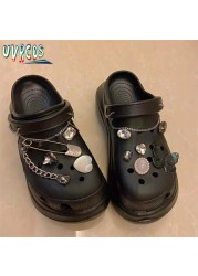 1 مجموعة اليدوية croبها بنفسك Crocs Charms بلينغ JIBZ إبزيم حجر الراين اكسسوارات سلسلة معدنية تسد حديقة حذاء الديكور الفتيات 지지