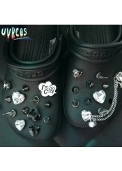 1 مجموعة اليدوية croبها بنفسك Crocs Charms بلينغ JIBZ إبزيم حجر الراين اكسسوارات سلسلة معدنية تسد حديقة حذاء الديكور الفتيات 지지