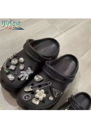 1 مجموعة اليدوية croبها بنفسك Crocs Charms بلينغ JIBZ إبزيم حجر الراين اكسسوارات سلسلة معدنية تسد حديقة حذاء الديكور الفتيات 지지