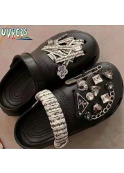 1 مجموعة اليدوية croبها بنفسك Crocs Charms بلينغ JIBZ إبزيم حجر الراين اكسسوارات سلسلة معدنية تسد حديقة حذاء الديكور الفتيات 지지