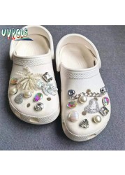 1 مجموعة اليدوية croبها بنفسك Crocs Charms بلينغ JIBZ إبزيم حجر الراين اكسسوارات سلسلة معدنية تسد حديقة حذاء الديكور الفتيات 지지