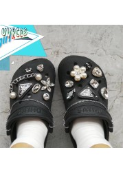 1 مجموعة اليدوية croبها بنفسك Crocs Charms بلينغ JIBZ إبزيم حجر الراين اكسسوارات سلسلة معدنية تسد حديقة حذاء الديكور الفتيات 지지