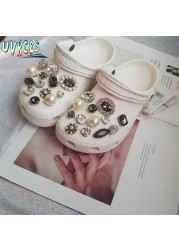 1 مجموعة اليدوية croبها بنفسك Crocs Charms بلينغ JIBZ إبزيم حجر الراين اكسسوارات سلسلة معدنية تسد حديقة حذاء الديكور الفتيات 지지