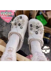 1 مجموعة اليدوية croبها بنفسك Crocs Charms بلينغ JIBZ إبزيم حجر الراين اكسسوارات سلسلة معدنية تسد حديقة حذاء الديكور الفتيات 지지