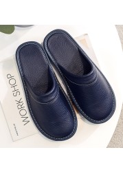 2021 New Arrival Runway Shoes Men Leather Home Slippers Unisex Flat Round Toe Wear Resitant Fashion Shoes Man Slippers