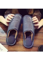 2021 New Arrival Runway Shoes Men Leather Home Slippers Unisex Flat Round Toe Wear Resitant Fashion Shoes Man Slippers