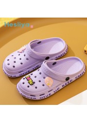 Summer Slippers Women Leisure Hole Shoes Indoor Outdoor Baotou Slippers Breathable Non-slip Garden Beach Shoes Fashion Shoes