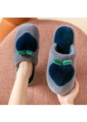 Slippers for Home Peach Chinelos Women Flip Flops Cartoon Fur Winter Warm Non-slip Floor Kawaii Shoes