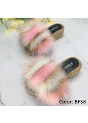 Luxury Woman Platform Shoes Women Wedges Slippers Female Fluffy Slippers Women's Sandals Heel Flip Flop Sandal Summer New 2022