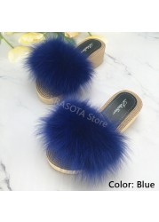 Luxury Woman Platform Shoes Women Wedges Slippers Female Fluffy Slippers Women's Sandals Heel Flip Flop Sandal Summer New 2022