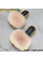 Luxury Woman Platform Shoes Women Wedges Slippers Female Fluffy Slippers Women's Sandals Heel Flip Flop Sandal Summer New 2022