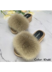 Luxury Woman Platform Shoes Women Wedges Slippers Female Fluffy Slippers Women's Sandals Heel Flip Flop Sandal Summer New 2022