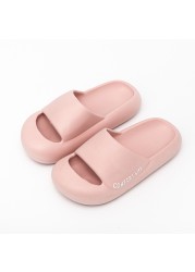 Men Women Couple Summer Slippers 2022 Beach Shoes Casual Female Solid Home Indoor Soft Bottom Slides Thickened Platform EVA Slippers